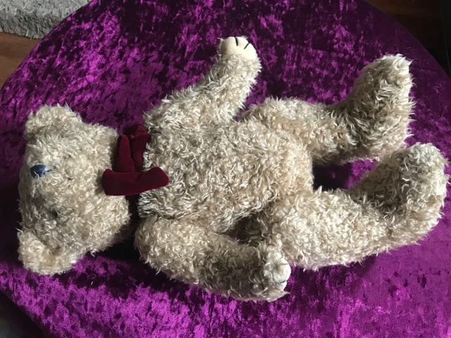 Vintage Teddy Bear 4 Way Jointed Moving Arms Legs Brown with Bow 44cm