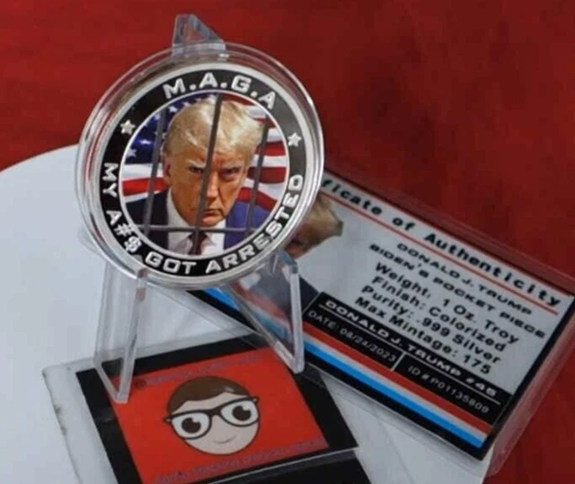 Rare 1 Tr oz .999 Silver Color Round Trump Mugshot MAGA My A** Got Arrested Joe