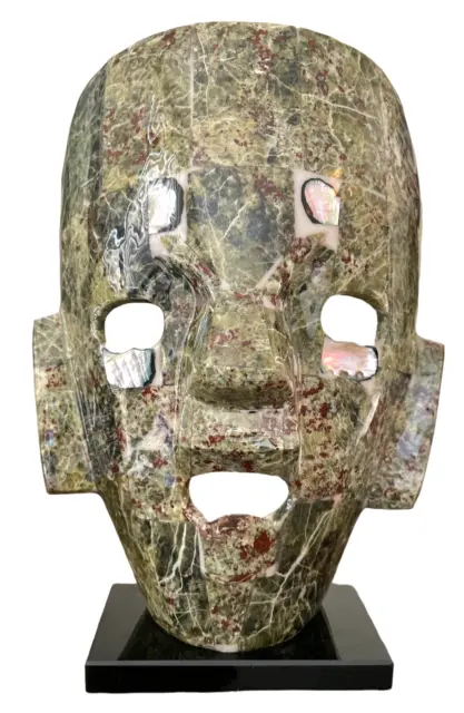 Prehispanic Mask | Jade Marble | Green | Handmade Mexican Art | 22CMS / 8.7INCH