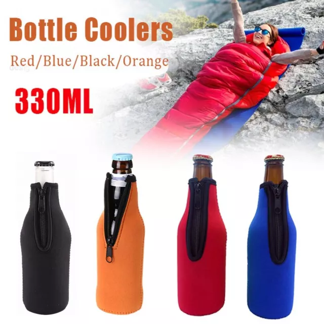 4 Pack Zip Up Beer Bottle Cruiser Cooler Stubby Drink Holder Bottle Holder Pouch