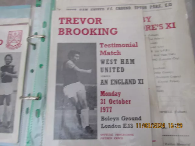 WEST HAM Testimonial programme ( Trevor BROOKING ) 1977