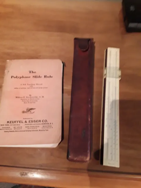 Vintage K&E Polyphase 10" Slide Rule #4053-3 COMPLETE Leather Case & Manual