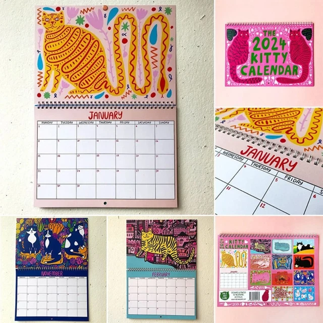 PAPER WEIRD CATS Calendar Time Planning 2024 Calendar Desk Decoration