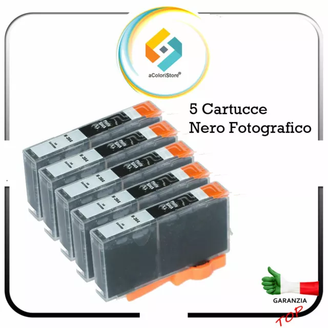 5 Cartucce Compatibili Nero Fotografico Non- Oem Per Hp 364Xl