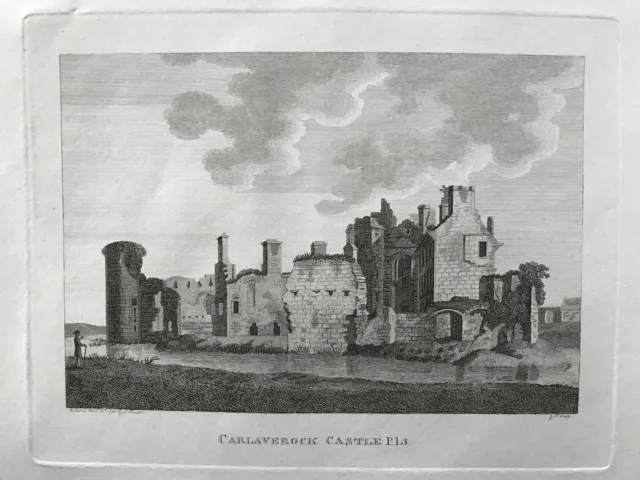 1789 Antique Print: Caerlaverock Castle, Dumfries and Galloway by Grose