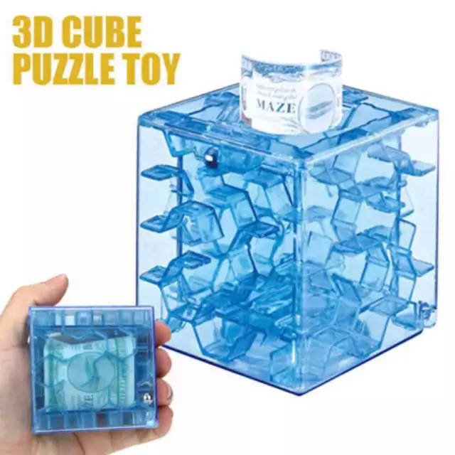 2X 3D Rubik's Cube Puzzle Money Maze Bank Savings Coin Fun Brain Game