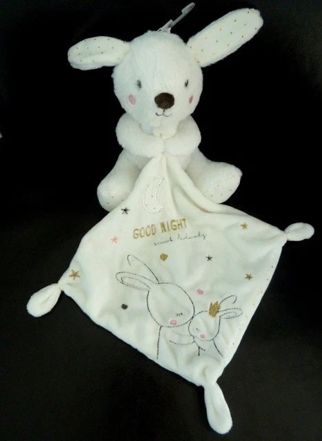 L4. DOUDOU PELUCHE SIMBA LAPIN BLANC MOUCHOIR  LUNE ETOILE good night NEUF