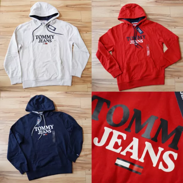 Tommy Hilfiger Men's Hoodie Fleece Lined Logo Sleeve Pullover Hooded Sweatshirt