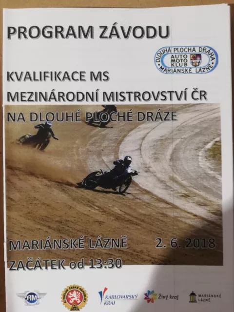 2018 FIM Speedway Long Track Qualifying Round programme Marianske Lazne