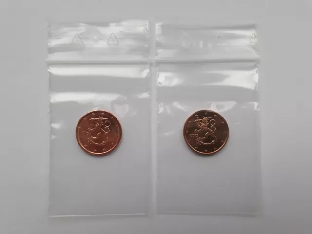 2 x 2 Cent Finnland Jahrgänge 2000 und 2003 (aus Rolle) - Unz.