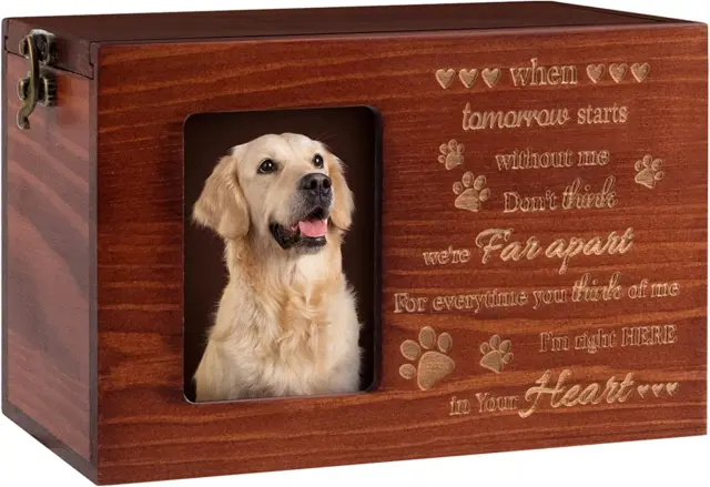 Pet Memorial Urns for Dog or Cat Ashes, Large Wooden Personalized Funeral Cremat