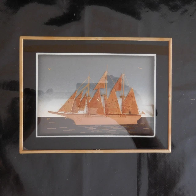 Handmade Art Deco Sailing Boat Frame Board PN France N2832 6