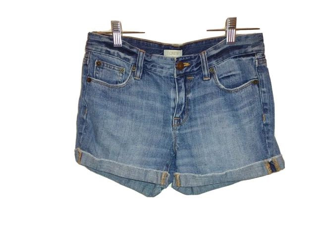 J. Crew Cuffed Jean Shorts Womens/Jr Size 24 Mid Rise Cotton Medium Wash Denim