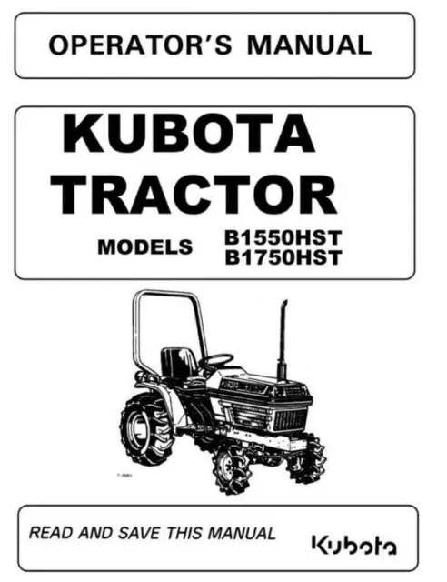 Kubota B1550HST B1750HST Operators Manual