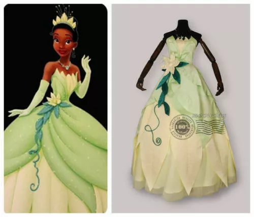 Tiana Adult Costume The Princess and The Frog Cosplay Dress Deluxe Ball Gown