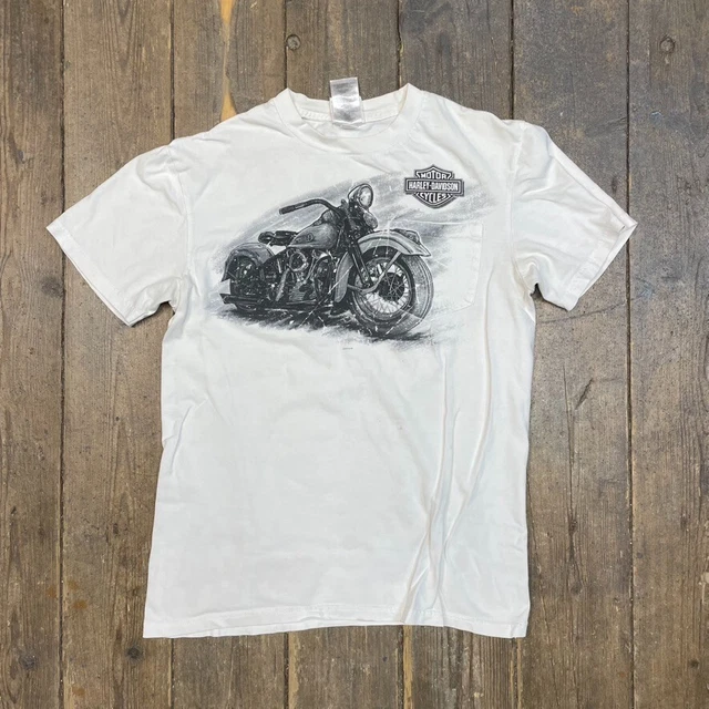 TSHIRT HARLEY DAVIDSON Motorräder Y2K Grafik Biker, weiß, Herren groß