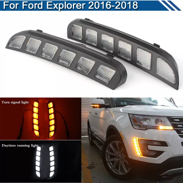 Daytime Running Lights LED DRL Fog Lamp Replacement Bumper For Ford Explorer