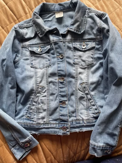 Zara Girls Denim Jacket Age 11-12 152 Cm Light Blue Denim