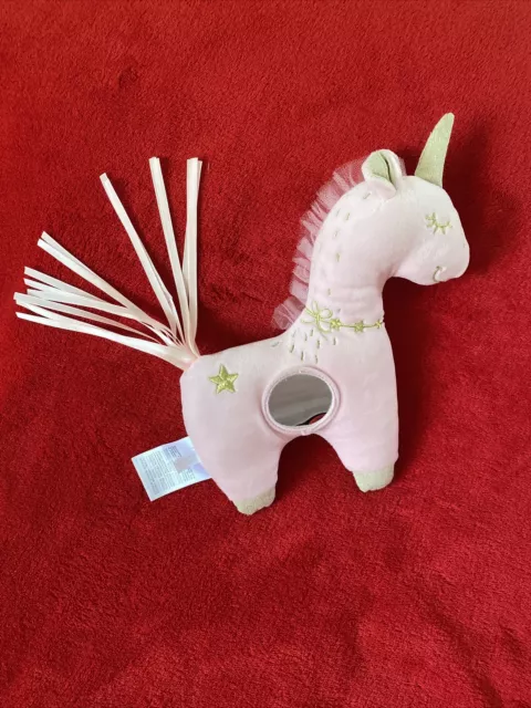 🇫🇷Doudou Peluche Licorne Hochet Rose Etoile Dore Miroir Mots D Enfants Neuf