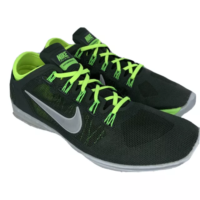 Nike Lunar Hyperworkout XT Women Size 8.5 Blk Gray Grn Shoe Running Gym Training