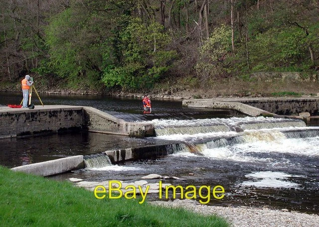 Photo 6x4 Low Mill, Addingham Ilkley Surveying the weir at Low Mill on th c2007