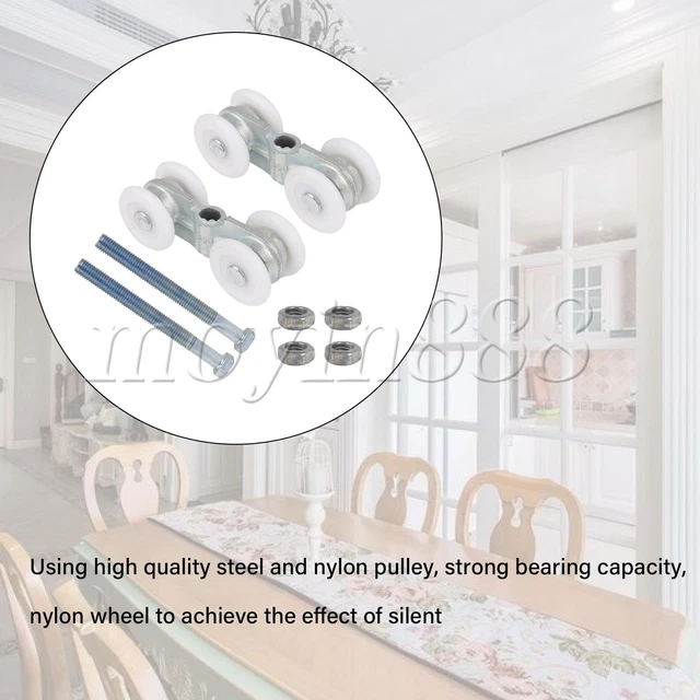 Rail Hanging Trolley Wheel for Interior Barn Sliding Doors with Nuts Set of 2