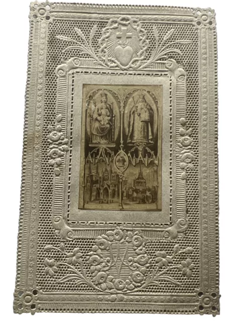 Image pieuse Bertin Canivet dentelle Prière Notre Dame de Chartres Holy Card XIX