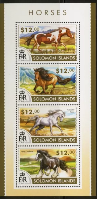 Solomon Islands 2015 Horses Sheet   Mint Nh