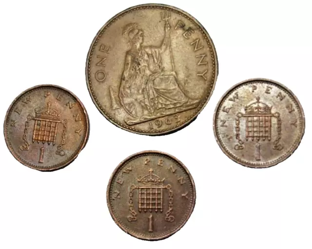 Royaume Uni ; Elisabeth Ii ; Lot De 4 X 1 Penny ; 1963;71;73;79  / Ld028 2