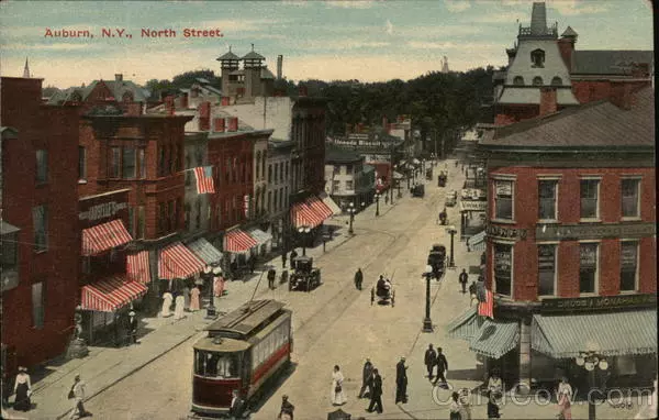 Auburn,NY North Street Cayuga County New York Psc Co. Antique Postcard 1c stamp
