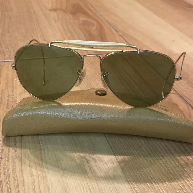 Vintage Ray Ban B&L Aviator Shooting Pilot Sunglasses 1/10 12k GF Bausch & Lomb