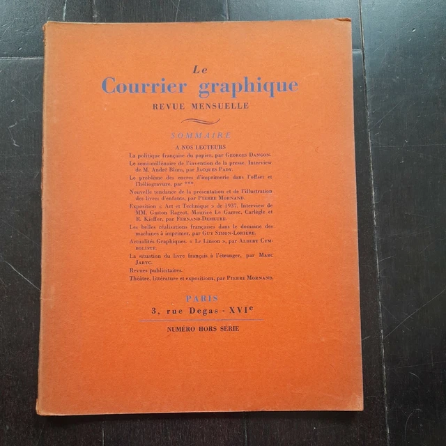 Le Courrier Graphique Revue Des Arts Graphiques N° Hors Serie 1936