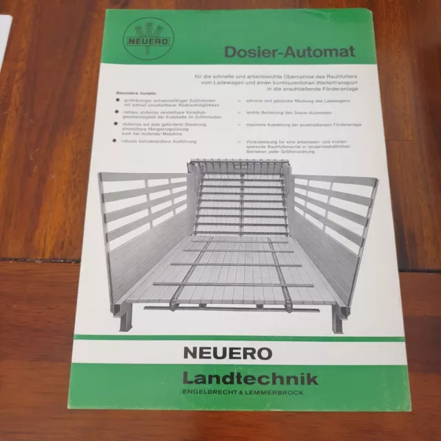 NEUERO Dosierautomat 1972 Schlepper Traktor Prospekt Landmaschinen