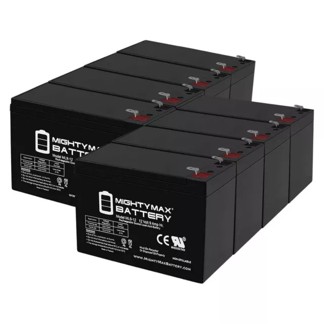 Mighty Max 12V 9AH Compatible Battery for RBC12 RBC26 RBC27 APC UPS - 8 Pack