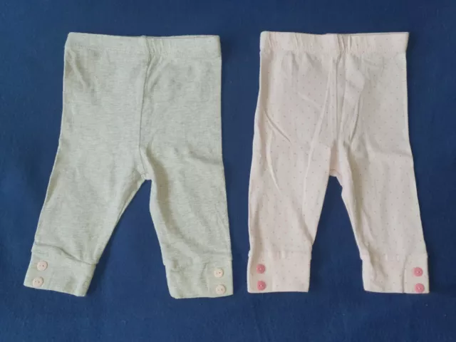 Mothercare baby girl's bundle of 2 leggings - 0-3 months - EXC