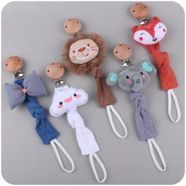 Animal Attached Dummy Clips Baby Pacifier Chain Strap Soother Holder Shower Gift