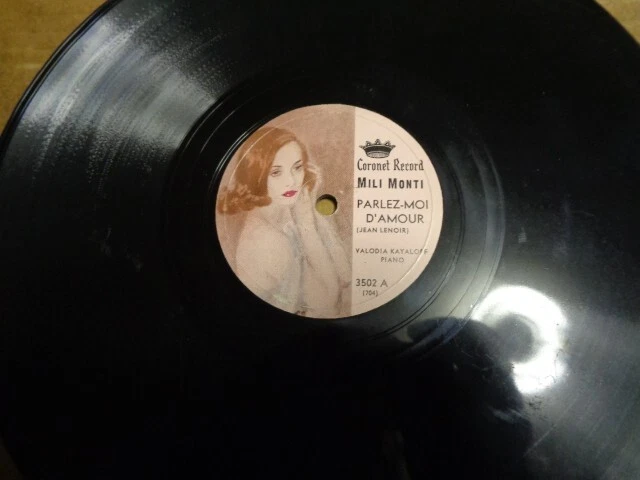 Cornet Record... Sello de imagen 78/MILI MONTI-Voz con piano-V.Kayaloff