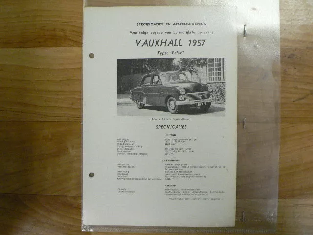 Va10-Vauxhall Type Velox 1957 -Technical Info Saloon Sedan Oldtimer