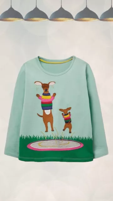 Ex Mini Boden Boy's Front & Back Animal Applique T-Shirt in Mint Green (Defect)