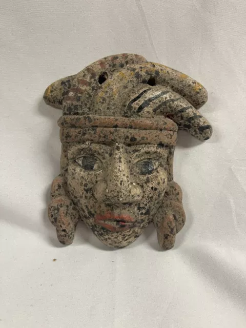 mini mask of King Pakal of Palenque Reproduction Clay Mayan Sculpted MEXICO rare