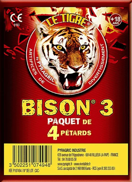 BISON 2 - LOT DE 20 PAQUETS DE 4 PETARDS A MECHE LE TIGRE PYRAGRIC -  Cdiscount Beaux-Arts et Loisirs créatifs