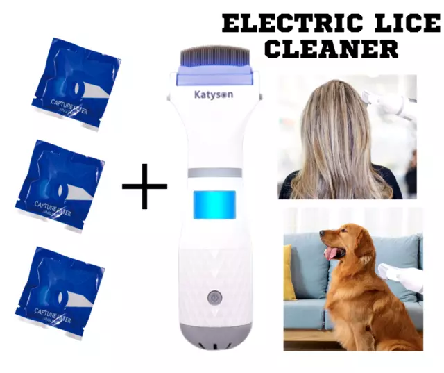 Pet dog electric vacuum head lice comb brush flea comb belt filter remover-.