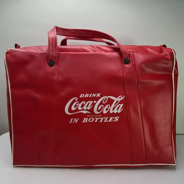 Vintage Red Coca-Cola In Bottles Vinyl Cooler Insulated Carrying Bag Tote