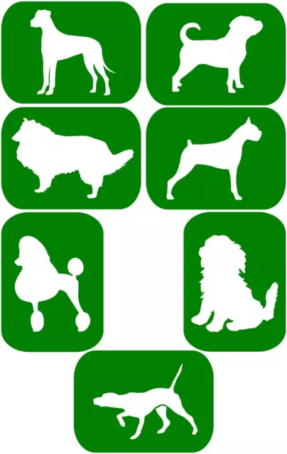 7 x Dogs-1 Body Art Stencils And Glass Etching Stencils Glitter Stencil Art