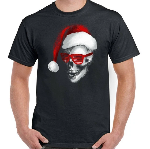 Skull Santa T-Shirt Mens Funny Biker Tattoo Bike Motorbike Motorcycle Chopper