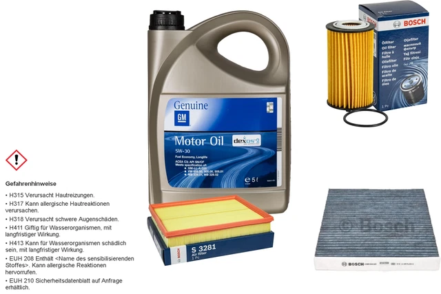 Kit De Cambio De Aceite Bosch/GM 5W-30 Para Opel Insignia A 2.8 V6 - 7 Litros Sintético, Con Filtro