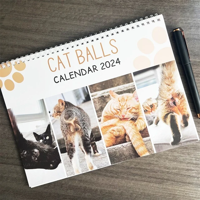 2024 CATS BUTTHOLES Calendar 2024 Funny Cat Balls Calendar Wall