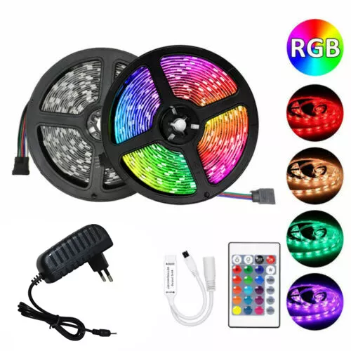 10M 5050 30LED/M RGB LED Strip Light + 24 KEY Remote Controller+3A Power Supply