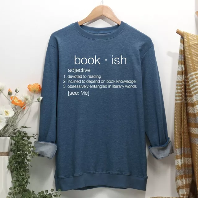 FE# Bookish Women Casual Sweatshirt-Blue-XL