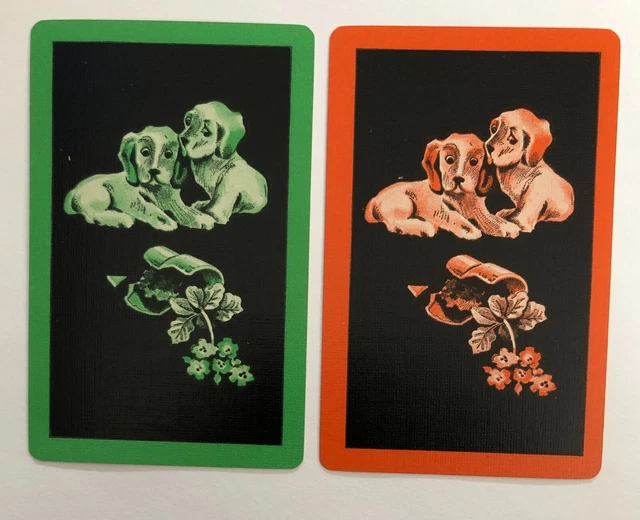 PUPPY LOVE DOGS & Daisy Flower Vintage Retro Art Kids Cartoon Swap